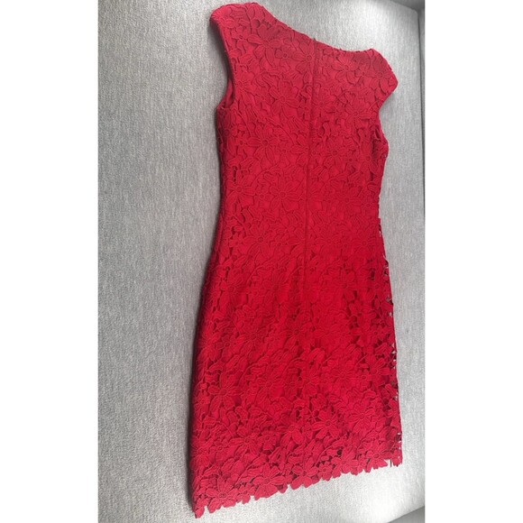 LAUREN RALPH LAUREN - Women's Red Embroidered Guipure Sheath Dress Size 4P - Picture 12 of 13
